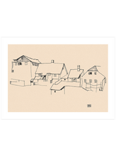 Egon Schiele Houses in Krumau Sketch - Art Print